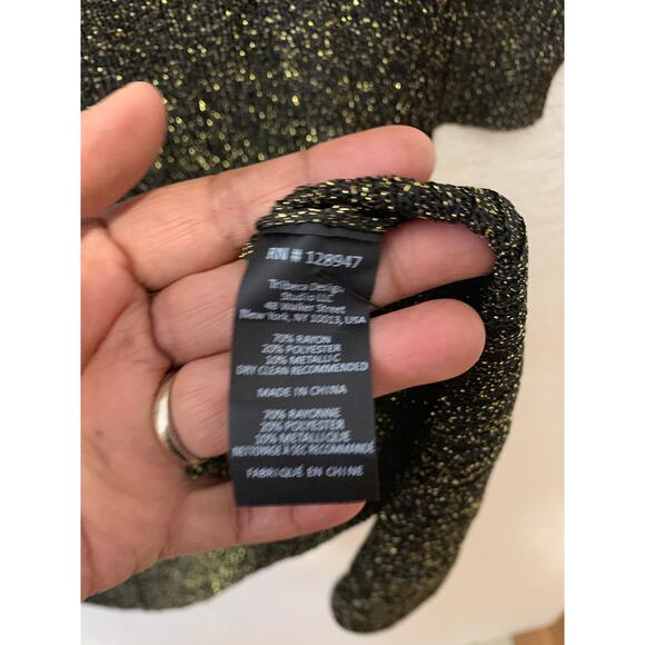 Nili Lotan Open Front Metallic Gold Black Duster Cardigan Size Small - Picture 8 of 9